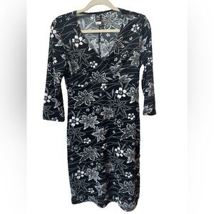 DS Black Long Sleeve Floral Dress